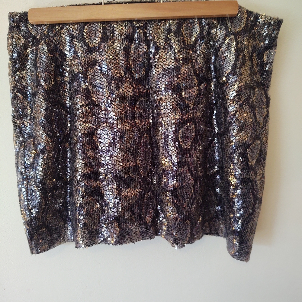 Snake skin sequin mini skirt